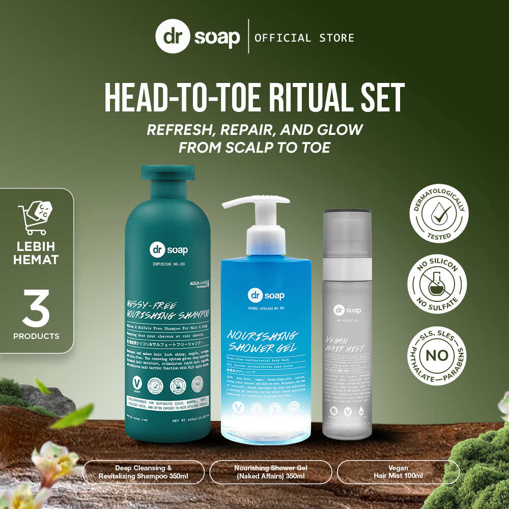 Vegan Series Bundle - Deep Cleansing Shampoo, Vegan Hair Mist & Nourishing Shower Gel Naked Affairs